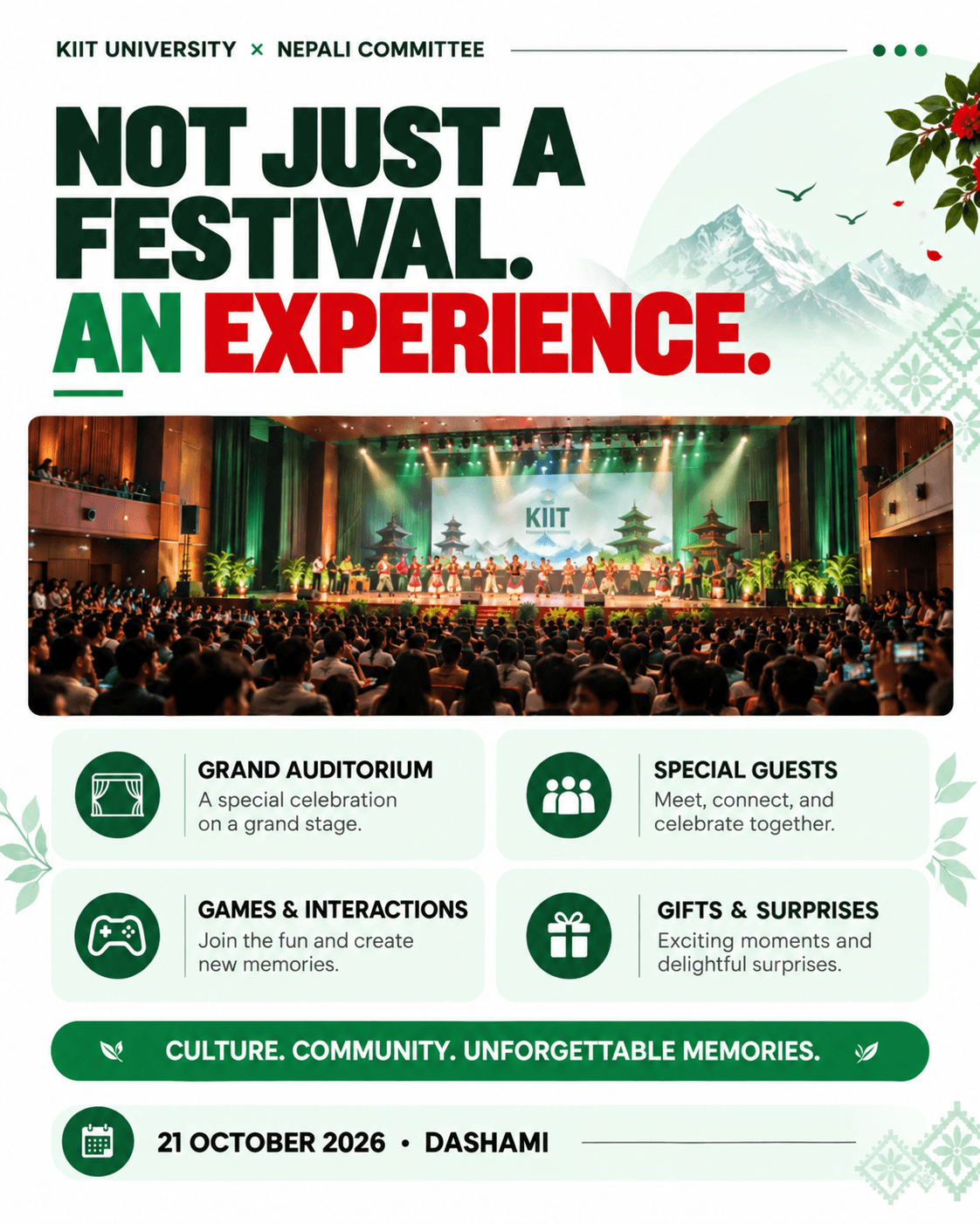 Nepali festival cultural showcase and stage performances on campus